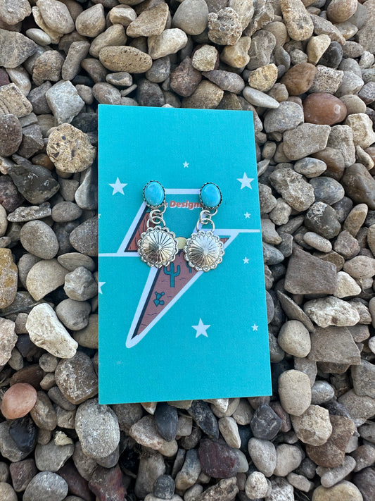 Turquoise Concho Drop Studs