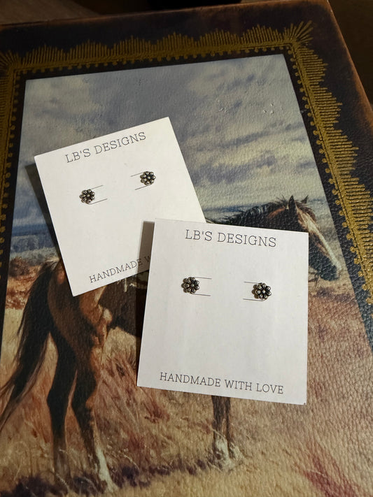 Silver Flower Studs