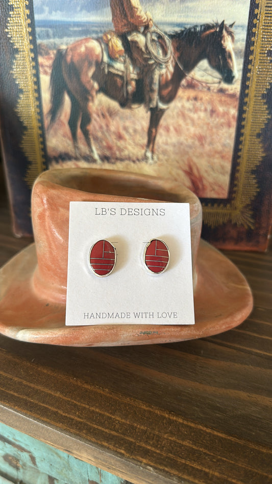 Red Inlay Earrings