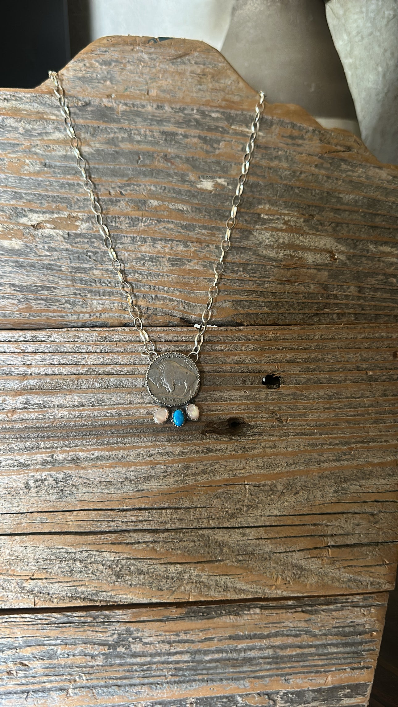 Pearl Buffalo Nickel Cluster Necklace